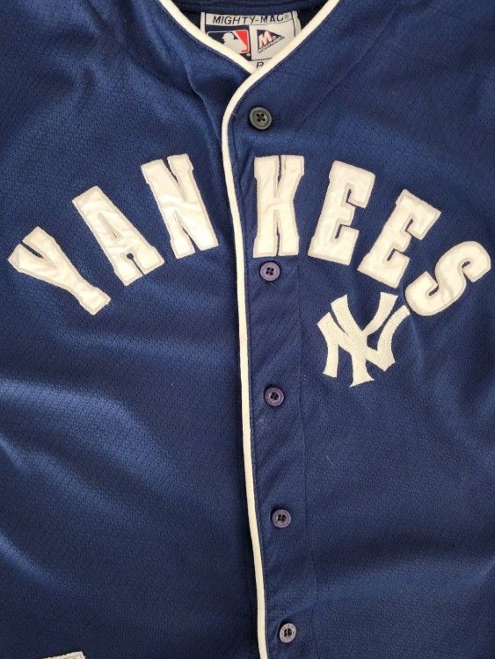 Mighty Mac New York Yankees Navy Button-Up Jersey Youth Large